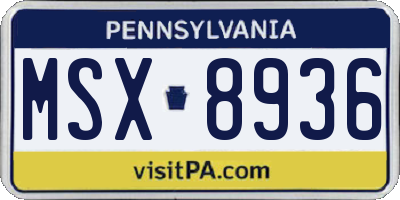 PA license plate MSX8936