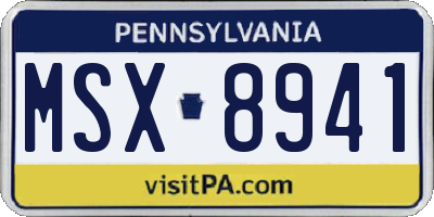 PA license plate MSX8941