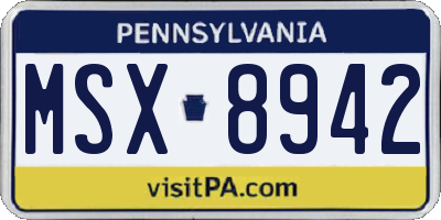 PA license plate MSX8942