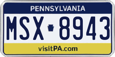 PA license plate MSX8943