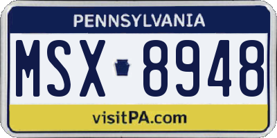 PA license plate MSX8948
