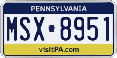 PA license plate MSX8951