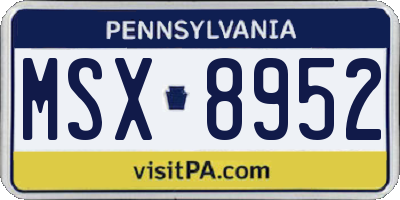 PA license plate MSX8952