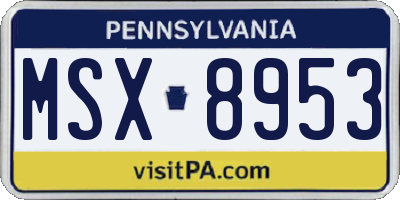 PA license plate MSX8953