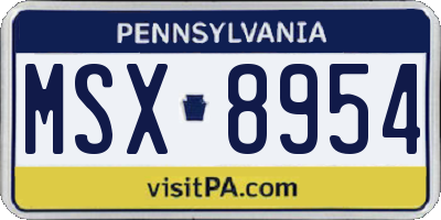 PA license plate MSX8954