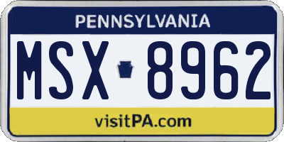 PA license plate MSX8962