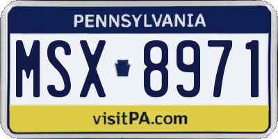 PA license plate MSX8971