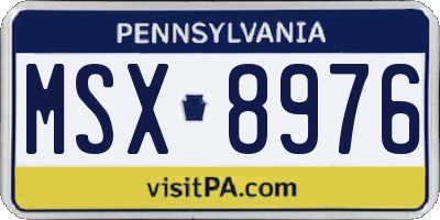 PA license plate MSX8976