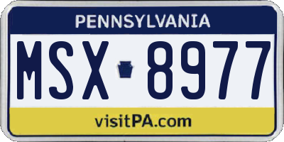 PA license plate MSX8977