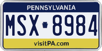 PA license plate MSX8984