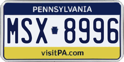 PA license plate MSX8996