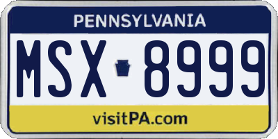 PA license plate MSX8999