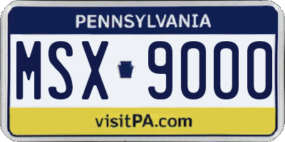 PA license plate MSX9000