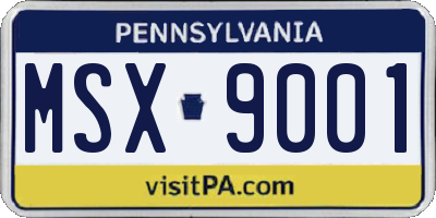PA license plate MSX9001
