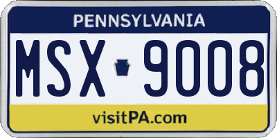PA license plate MSX9008