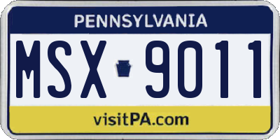 PA license plate MSX9011