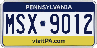 PA license plate MSX9012