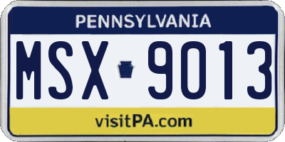 PA license plate MSX9013