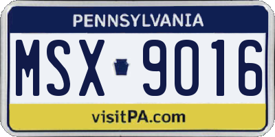 PA license plate MSX9016