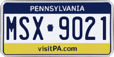 PA license plate MSX9021