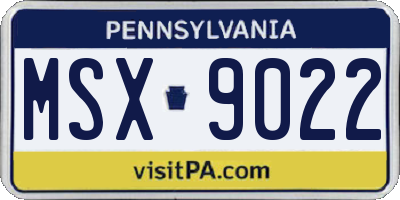 PA license plate MSX9022