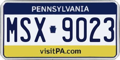 PA license plate MSX9023