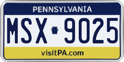 PA license plate MSX9025