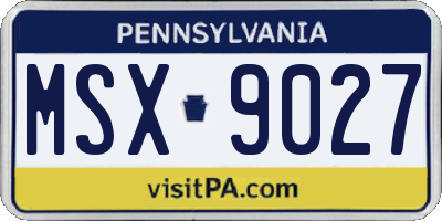 PA license plate MSX9027