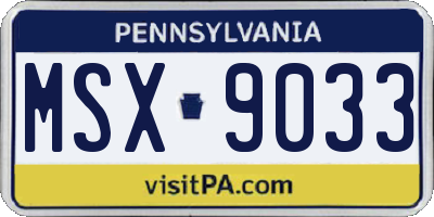 PA license plate MSX9033