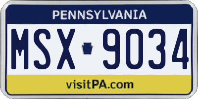 PA license plate MSX9034
