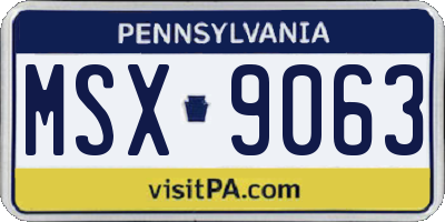 PA license plate MSX9063