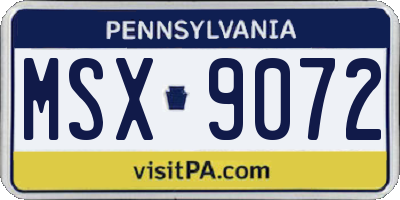 PA license plate MSX9072
