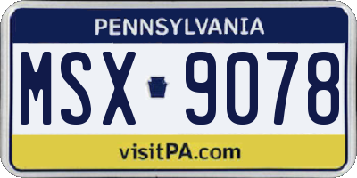 PA license plate MSX9078