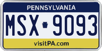 PA license plate MSX9093