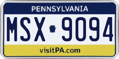 PA license plate MSX9094