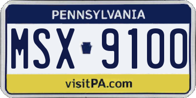 PA license plate MSX9100