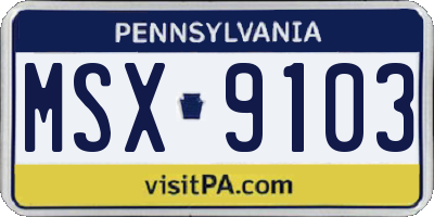 PA license plate MSX9103