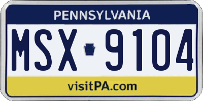 PA license plate MSX9104