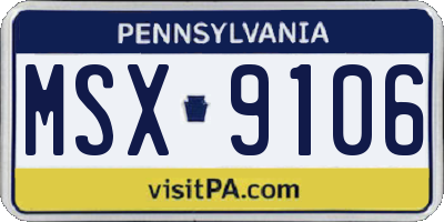 PA license plate MSX9106