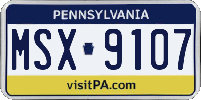 PA license plate MSX9107