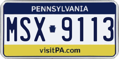 PA license plate MSX9113