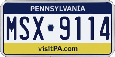 PA license plate MSX9114