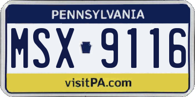 PA license plate MSX9116