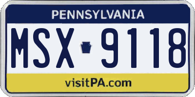 PA license plate MSX9118