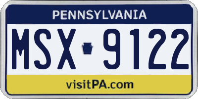 PA license plate MSX9122