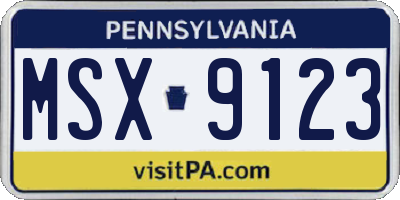 PA license plate MSX9123