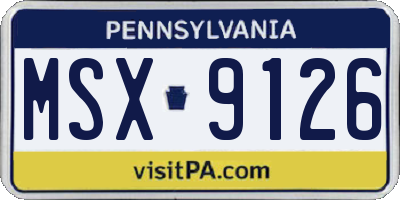 PA license plate MSX9126