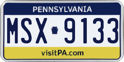 PA license plate MSX9133