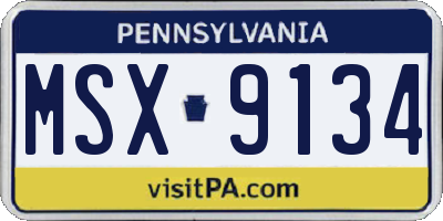 PA license plate MSX9134