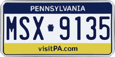 PA license plate MSX9135